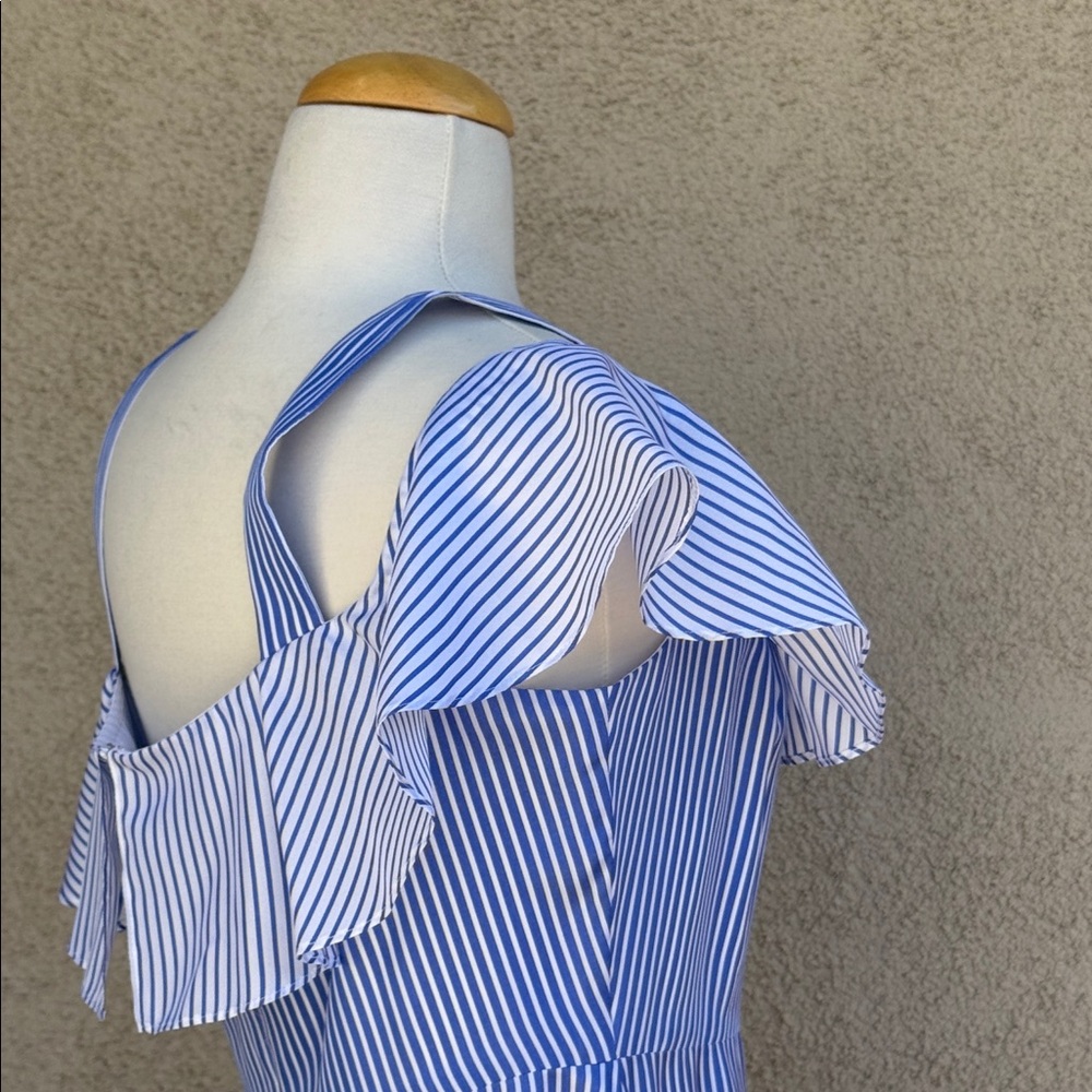 NWT J. Crew Asymmetrical Blue and White Striped Dress - Picture 8 of 9